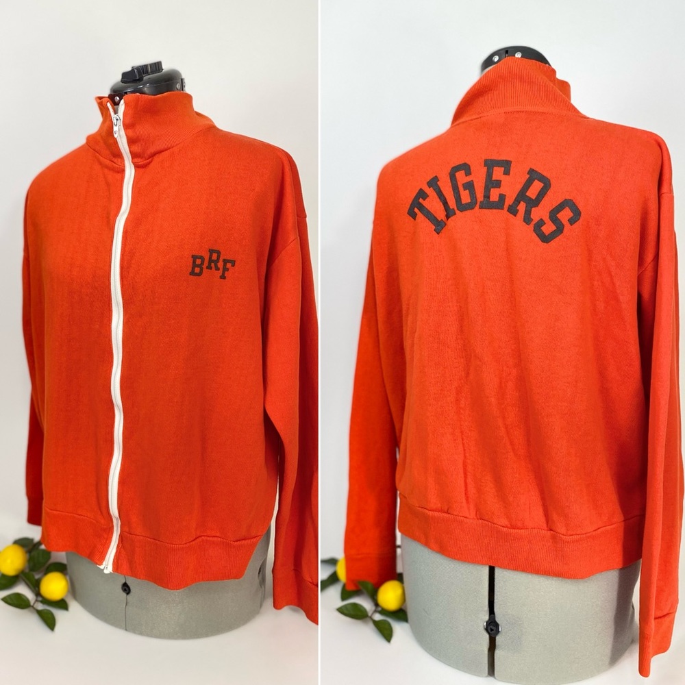 Vintage Champion Tigers Track Jacket Orange Zip Up 70s 80s College Medium Small